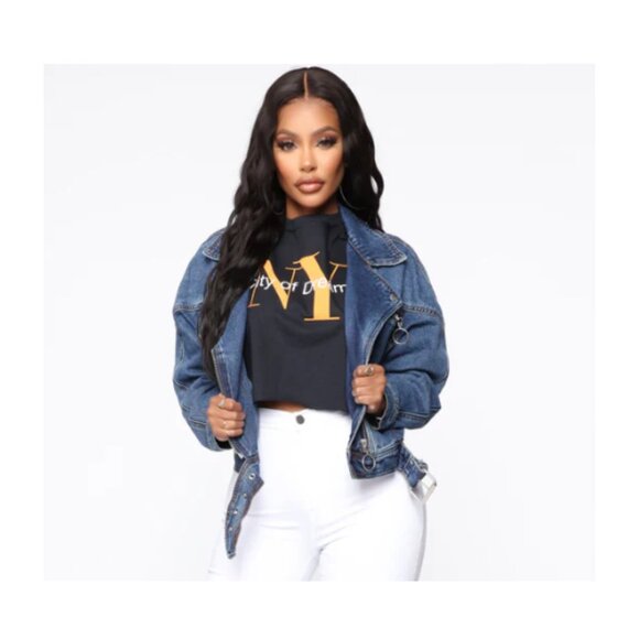 Malika Moto Denim Jacket - Dark Wash NWT | Women’s Sizes | 100% Cotton - Picture 4 of 6